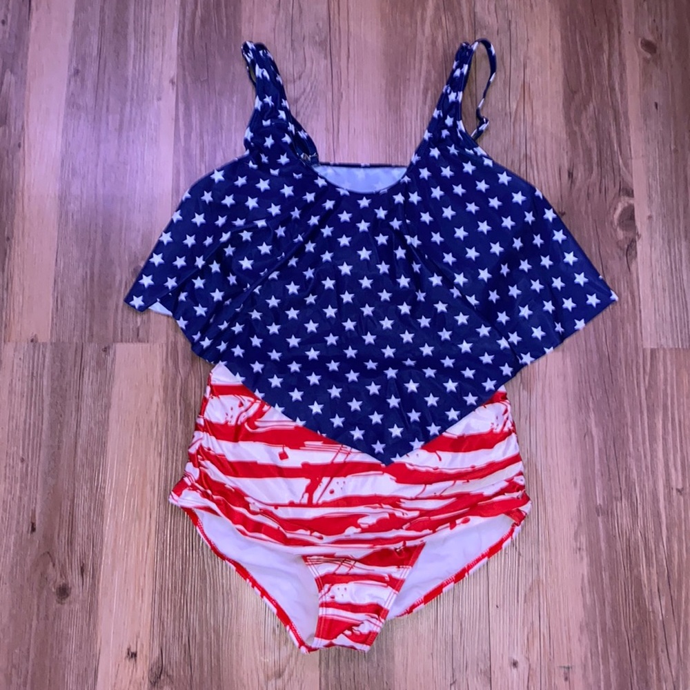 Red white and blue bathing suit